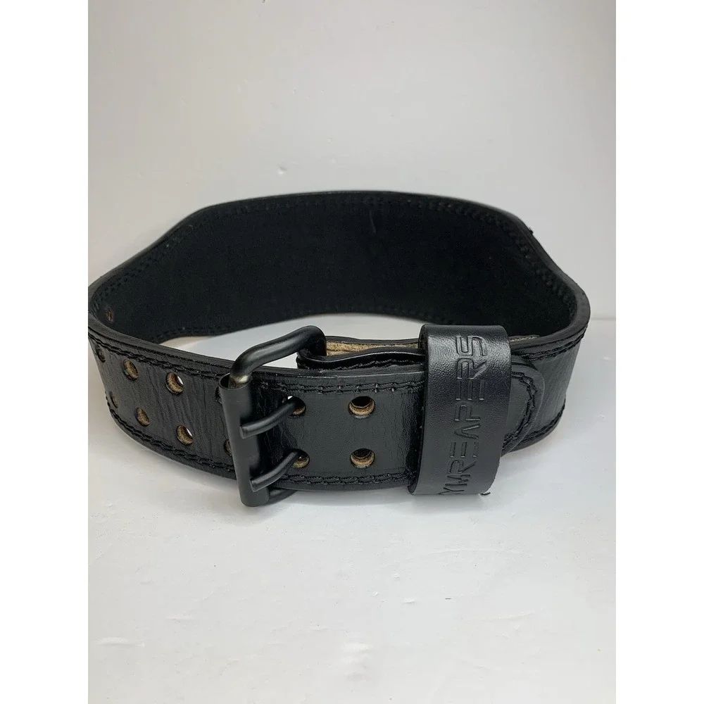 Gymreapers 7mm Leather‎ Weightlifting Belt Black Dual Prong Buckle Small w/Case